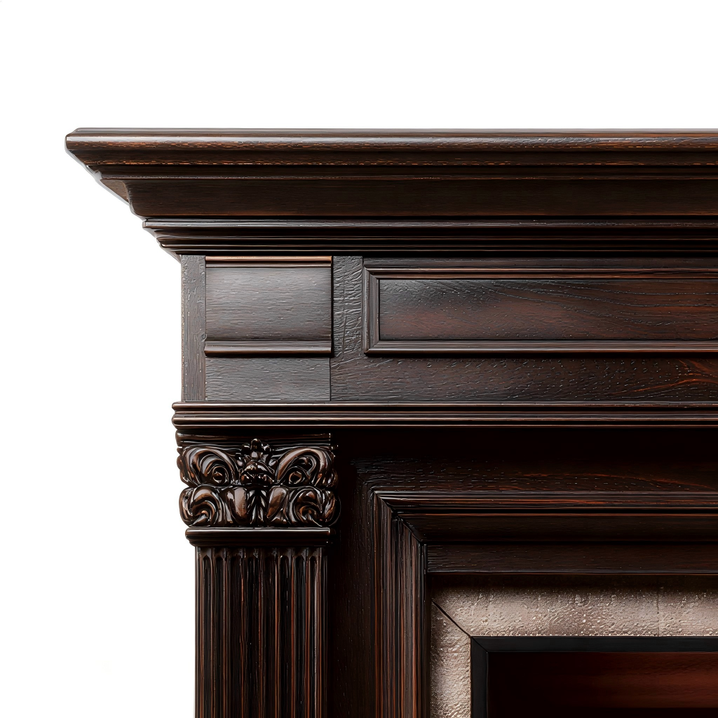 Caminetto a gas legno 130x48x115 cm - marrone scuro/nero - stile classico