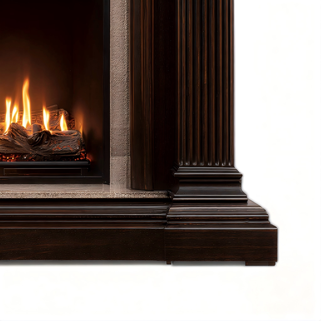 Caminetto a gas legno 130x48x115 cm - marrone scuro/nero - stile classico