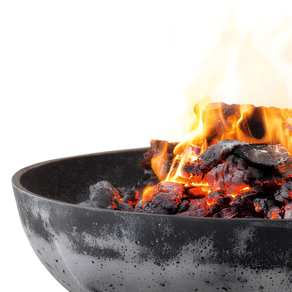 Braciere da esterno in composito 60x60x36 cm - grigio - stile naturale