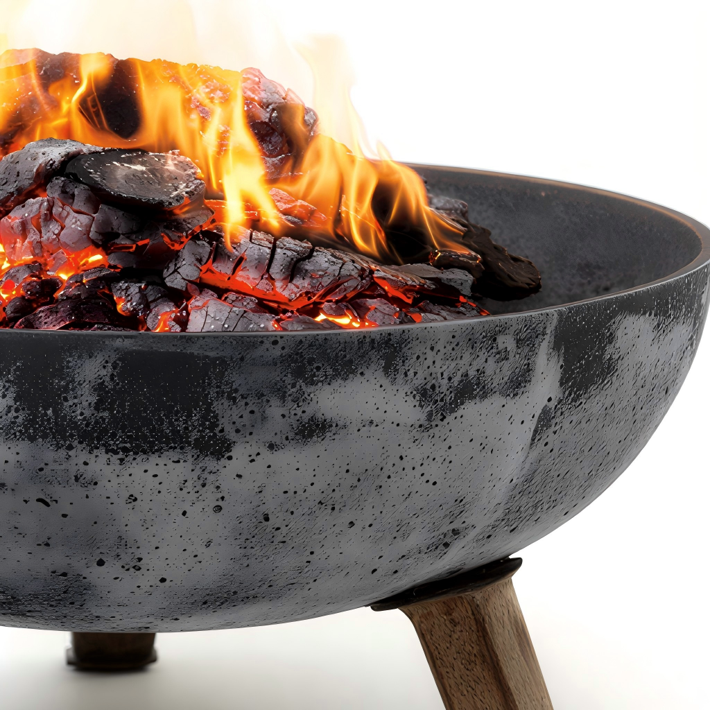 Braciere da esterno in composito 60x60x36 cm - grigio - stile naturale