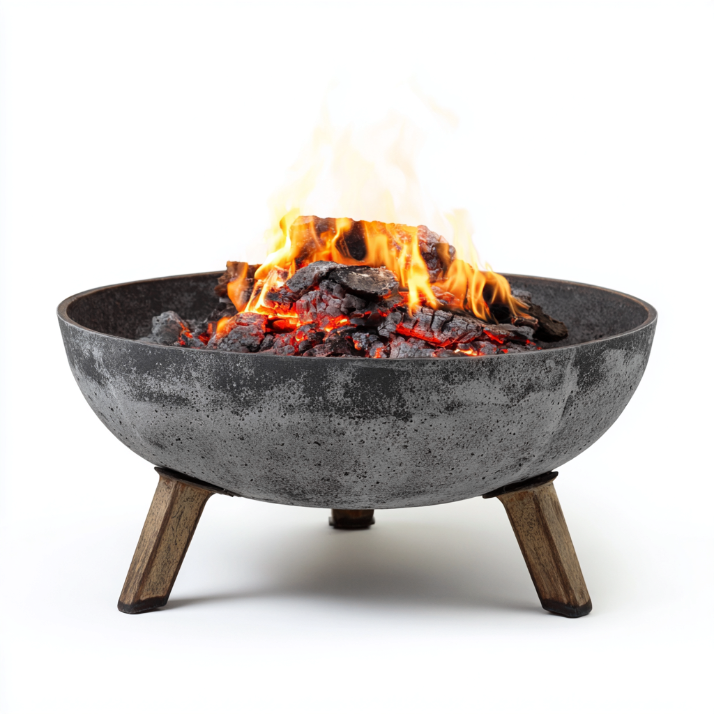 Braciere da esterno in composito 60x60x36 cm - grigio - stile naturale