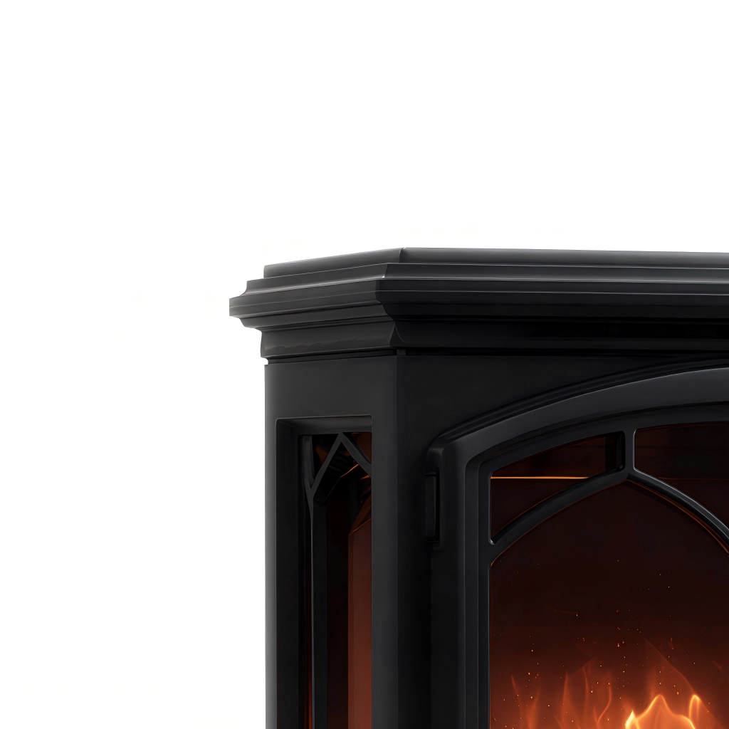 Caminetto a gas metallo 70x40x80 cm - nero - stile vintage