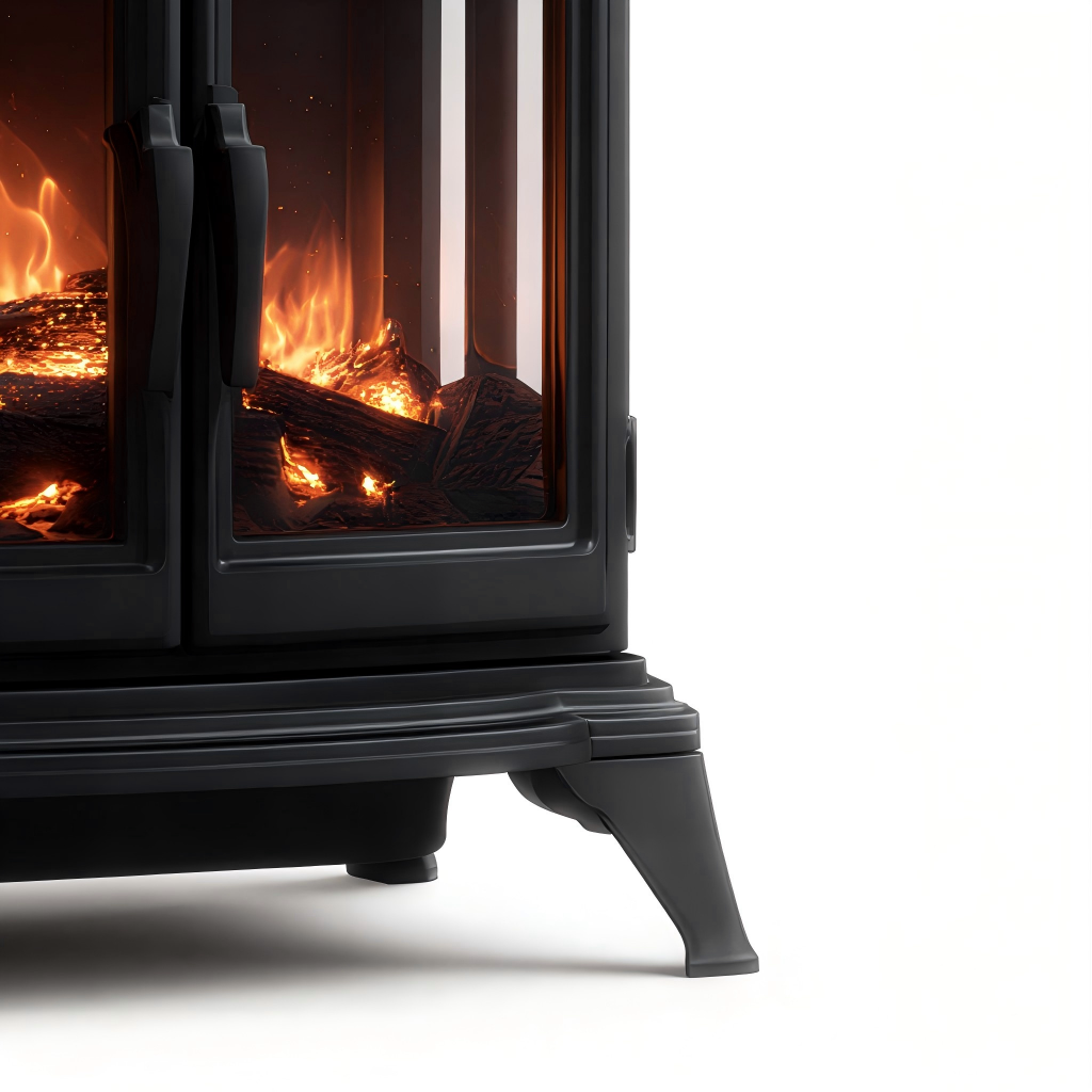 Caminetto a gas metallo 70x40x80 cm - nero - stile vintage