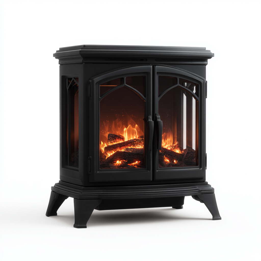 Caminetto a gas metallo 70x40x80 cm - nero - stile vintage