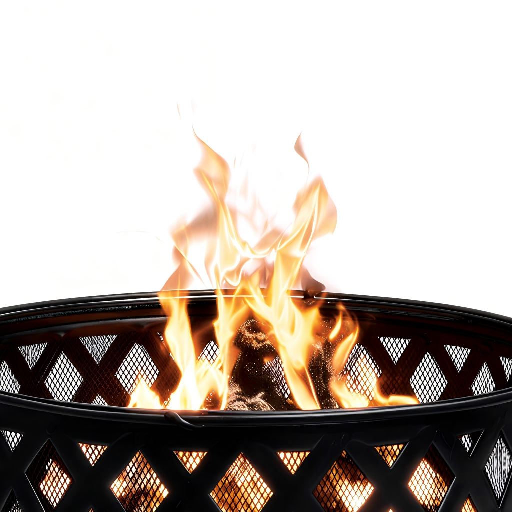 Braciere da esterno 55x55x38 cm - metallo - nero - design traforato