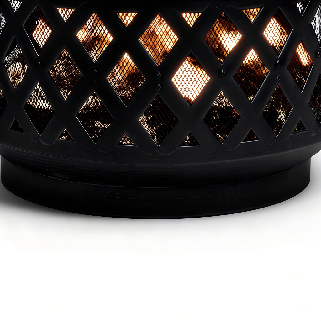 Braciere da esterno 55x55x38 cm - metallo - nero - design traforato