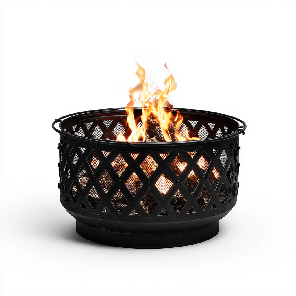 Braciere da esterno 55x55x38 cm - metallo - nero - design traforato