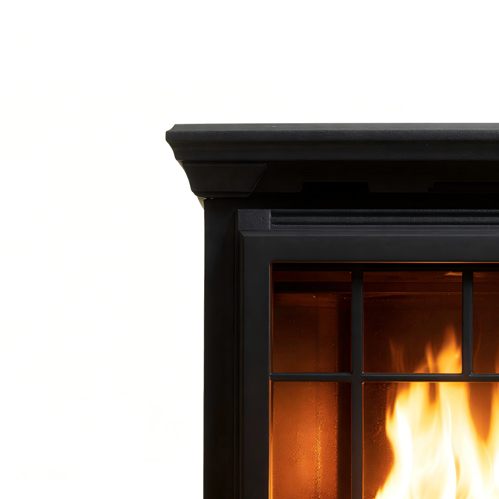 Caminetto a gas in metallo 45x35x75 cm - nero - design tradizionale