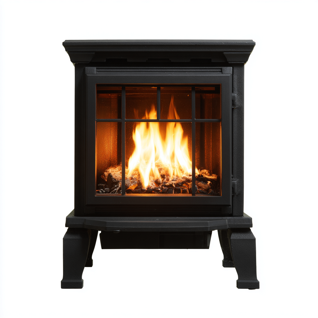 Caminetto a gas in metallo 45x35x75 cm - nero - design tradizionale
