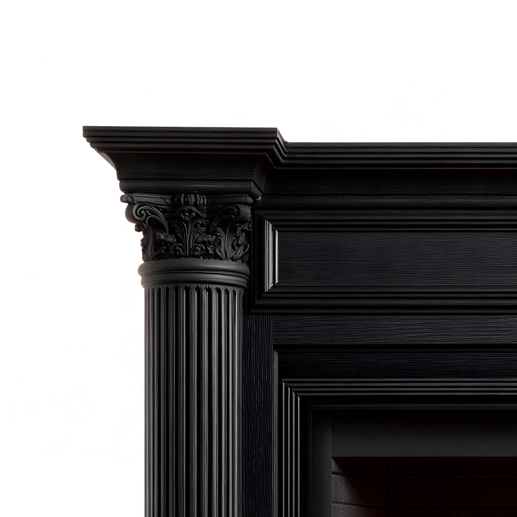 Caminetto elettrico legno 150x40x120 cm - nero - stile classico