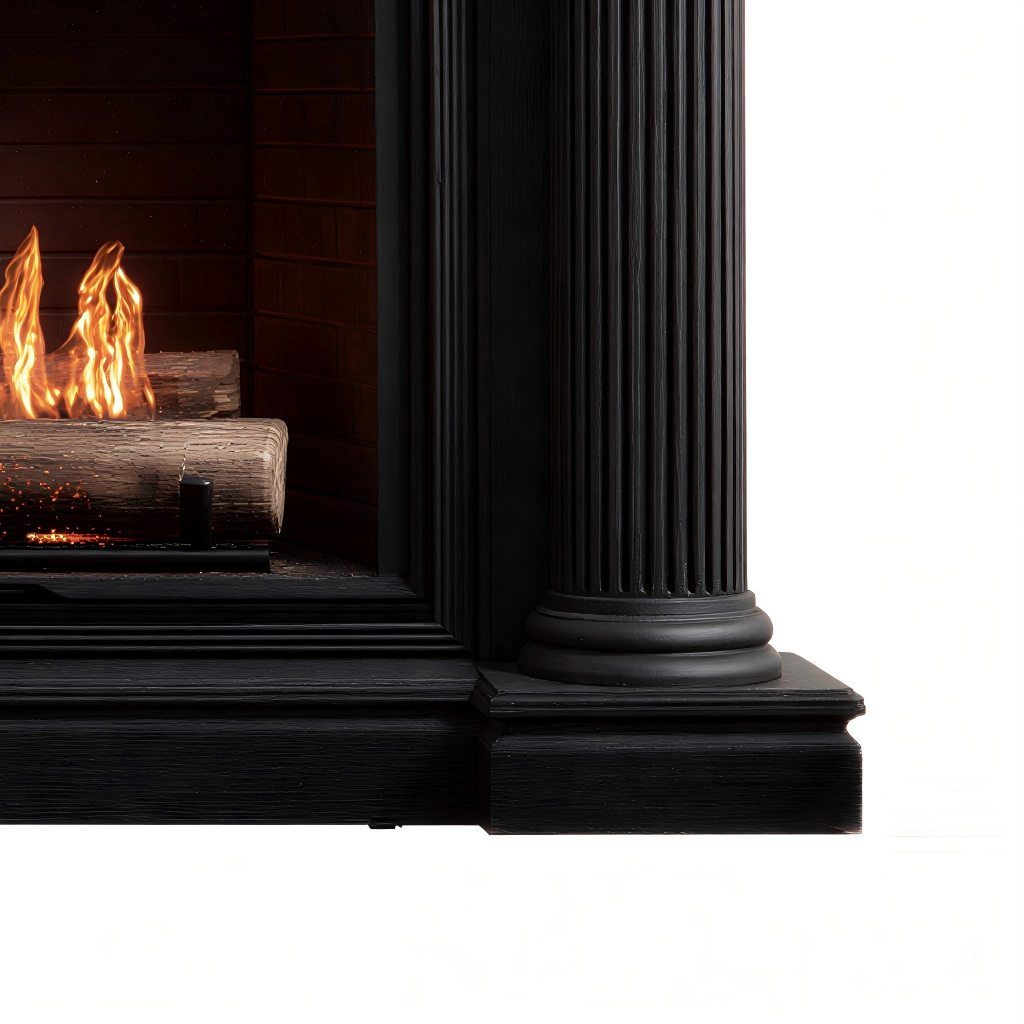 Caminetto elettrico legno 150x40x120 cm - nero - stile classico