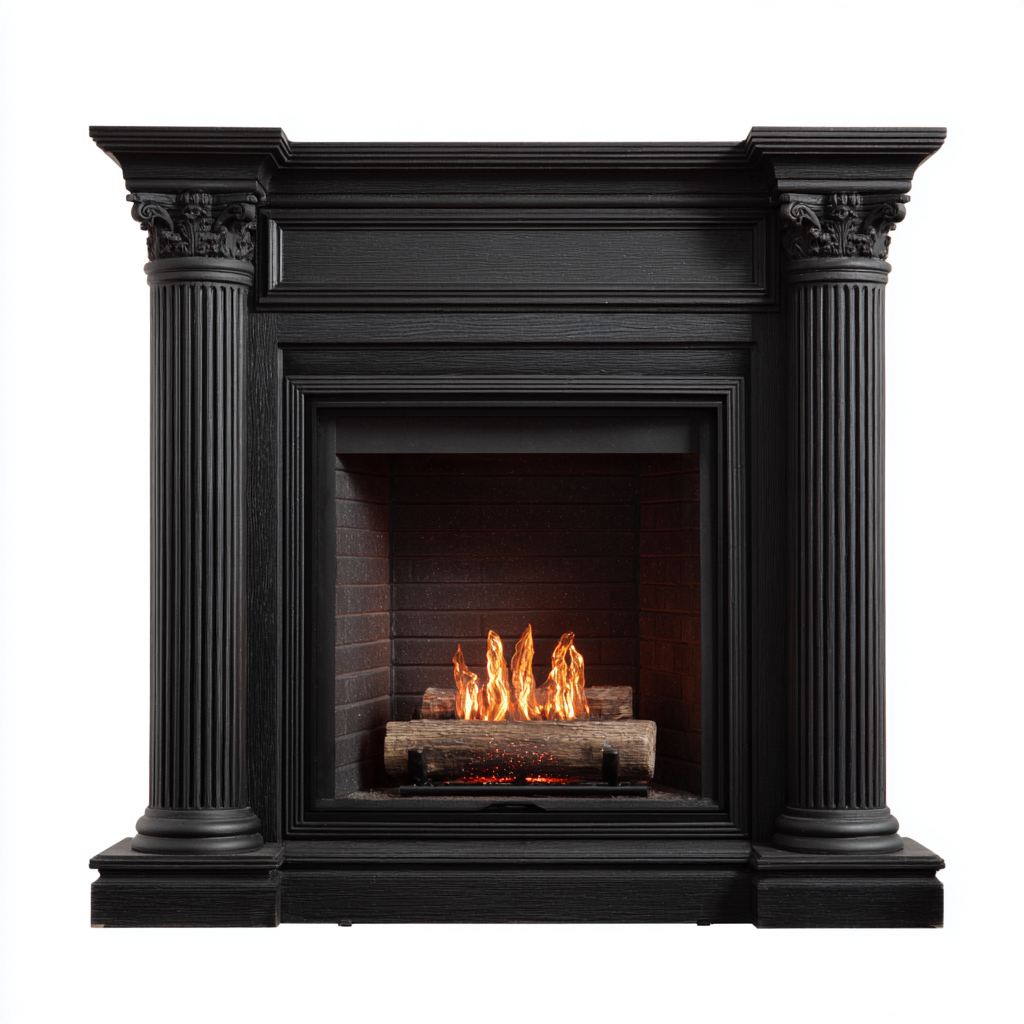 Caminetto elettrico legno 150x40x120 cm - nero - stile classico