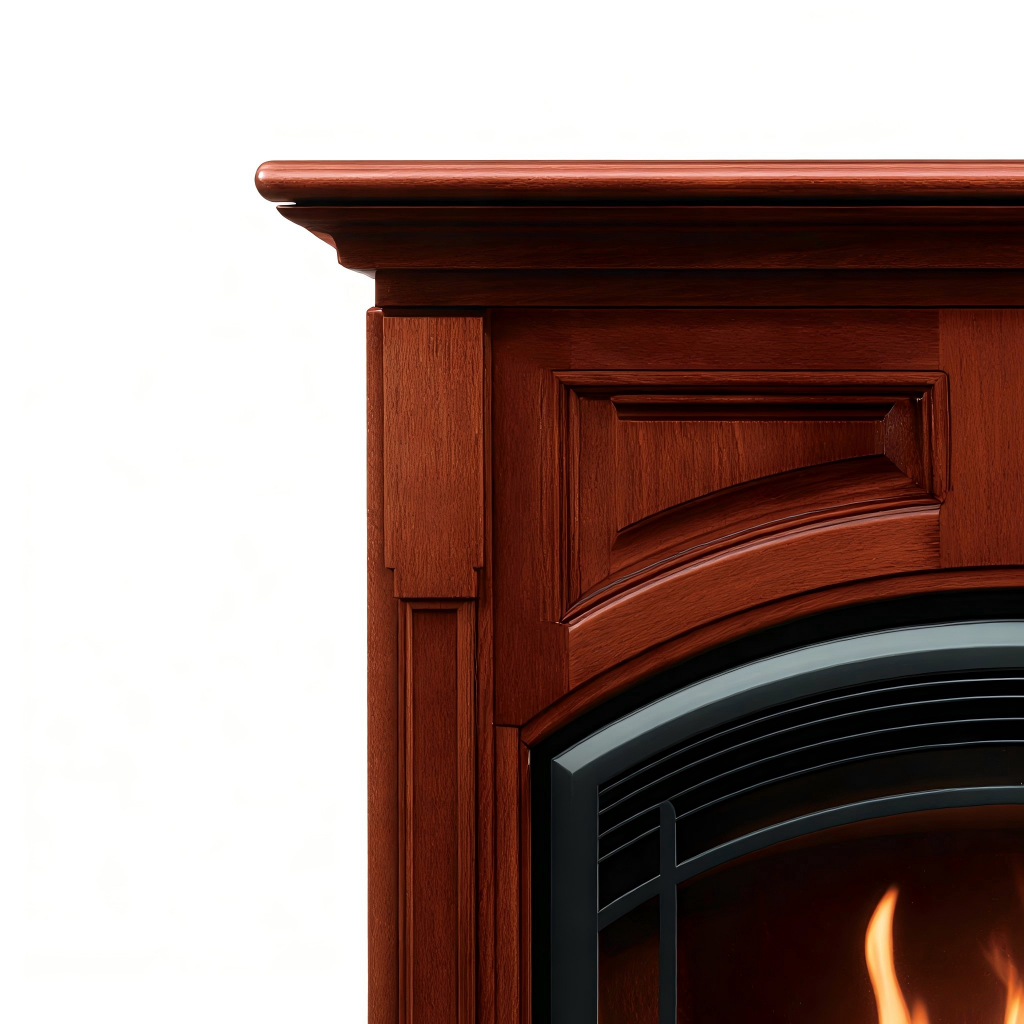 Caminetto a gas con rivestimento in legno 100x40x115 cm - legno naturale/nero - design classico