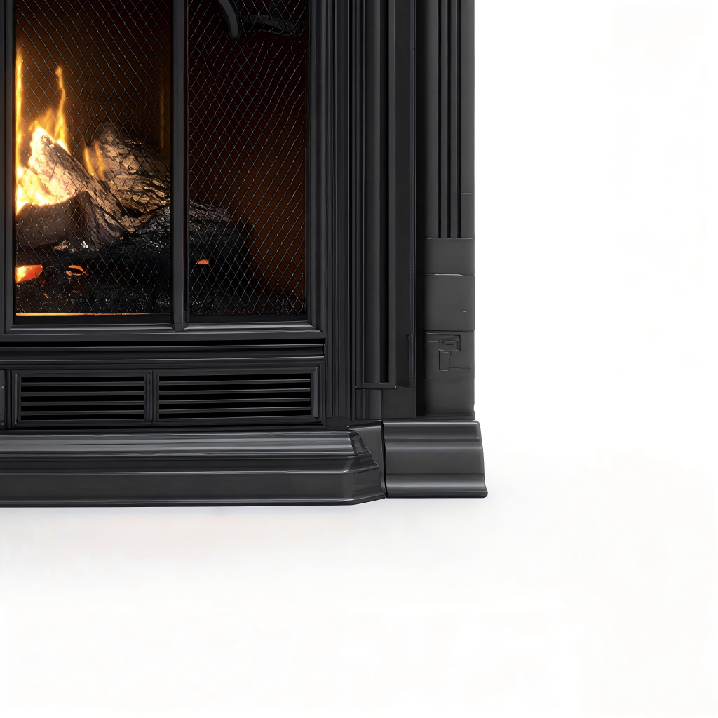 Caminetto a gas acciaio 95x35x95 cm - nero - stile classico