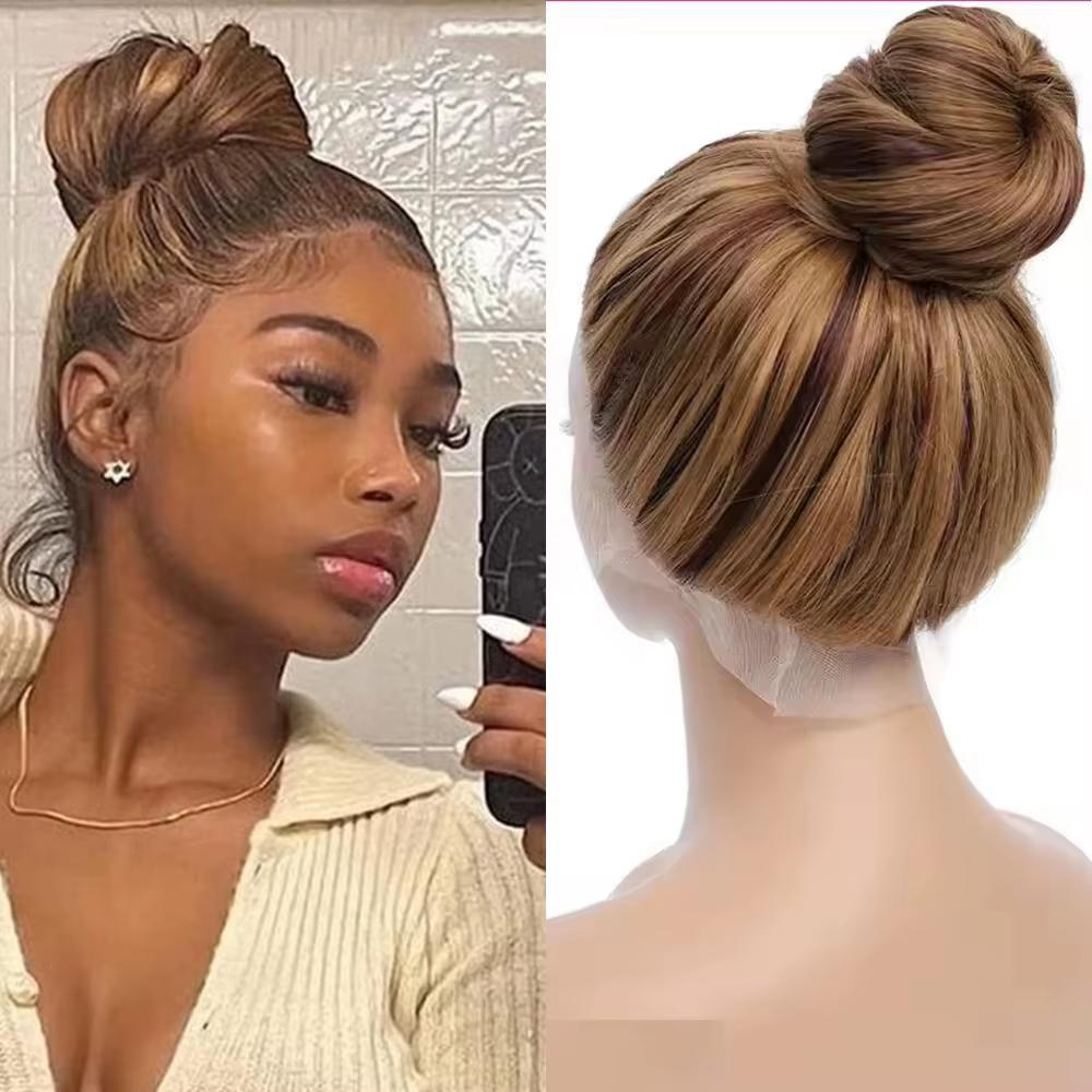Rovess 30 Inch 360 Lace Frontal Human Hair Wig Straight Ombre Honey Blonde 4/27 Highlight Brazilian HD Transparent Lace Pre Plucked Natural Look