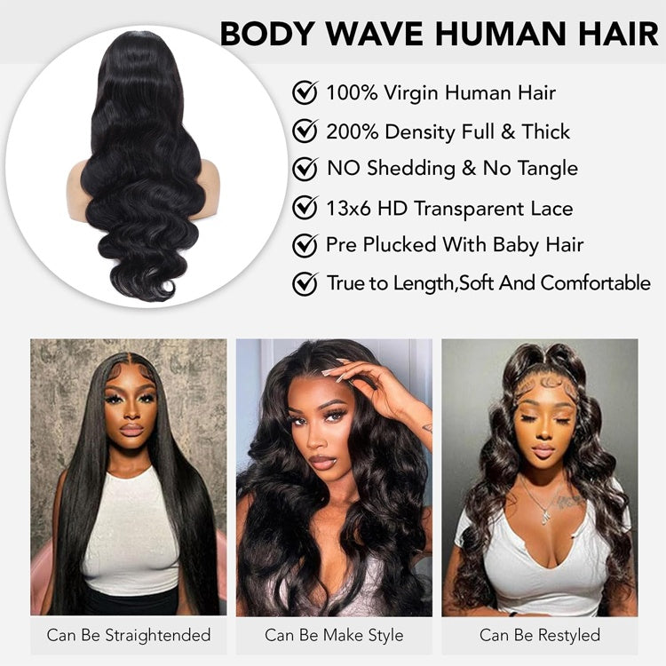 13x6 Body Wave Lace Front Wigs Human Hair 360 HD Lace Front Wigs 20-40 Inch Human Hair Fluffy Natural Body Wave Human Hair Wig