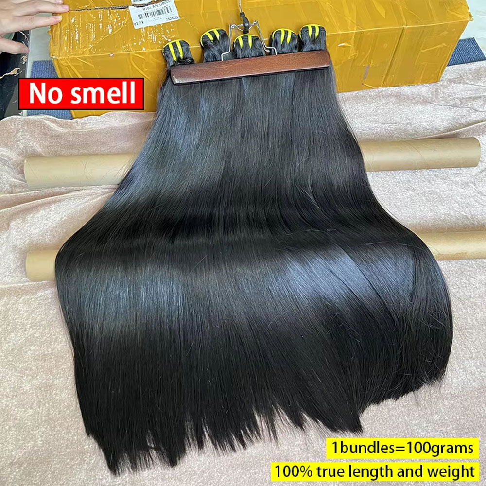 Super Double Drawn Human Hair Bundles Cambodian Raw Bone Straight Bundles Human Hair Bundles Hair Extensions 100g/b