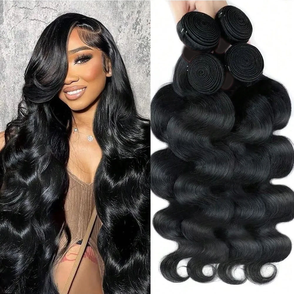 Valentine’s Day Special – FREE 2 Gifts | 100% Real Human Hair Virgin Peruvian Body Wave Bundles (4-Pack, 18–34 Inch)