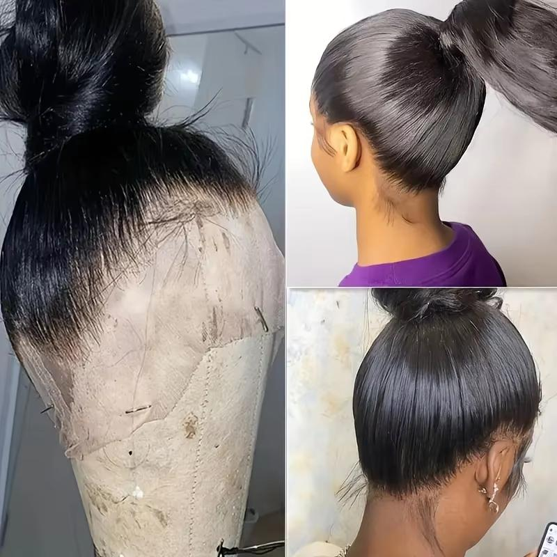 Rovess Natural Black 360 HD Lace Front Human Hair Wig Straight Full Transparent Lace Pre Plucked Natural Look For Women