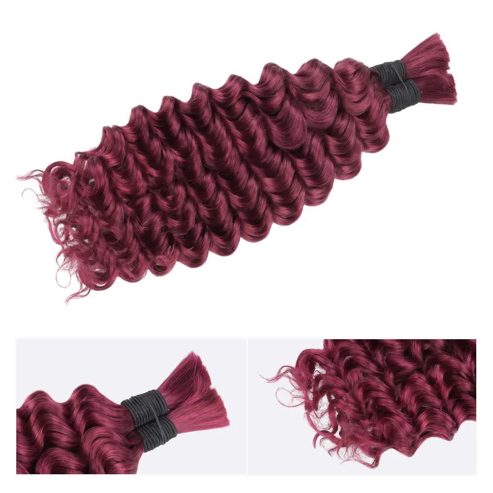 Rovess Human Hair Bulk Deep Wave 99J for Boho Braiding