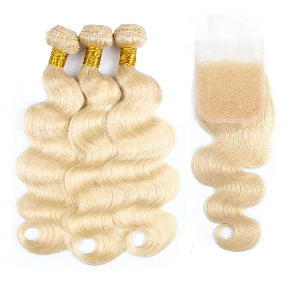 Buy 1 Get 3 FREE 613 Blonde Body Wave Bundles – 100% Virgin Hair | FREE Gifts: 16" Lace Closure, Wig Cap & Baby Hair 🎁
