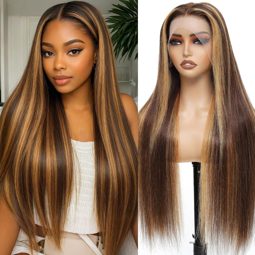 Ship In 24Hours-Rovess 427Highlight Straight/curly?wigs 13x6 HD Transparent Lace Front Wig With Natural Hairline 427straight/427curly?wigs