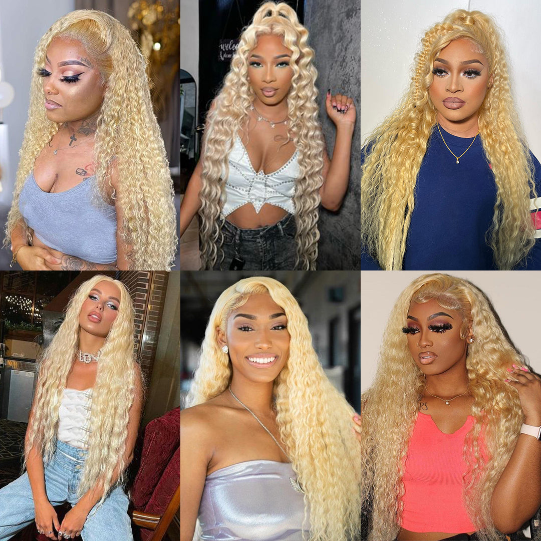 13x4 613 Lace Front Wig Human Hair Blonde Curly Deep Wave 13x6 20-40 Inch Fluffy Natural Lace Frontal Wig Human Hair Pre Plucked ﻿