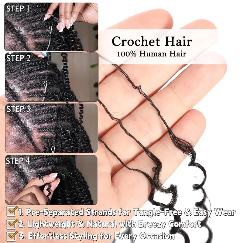 New 2026 Odbe Hair Burmese Curly Crochet Human Hair, 4-6 Packs for Full Head Protective Styles, Lightweight No Tension, Reusable Feather Crochet Hair Extensions