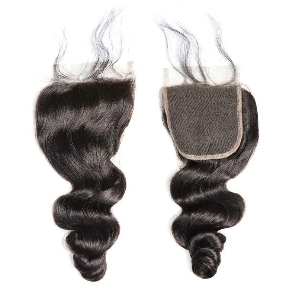 Buy 1 Get 3 FREE 16–30 Inch Luxury Natural Black Loose Wave Bundles | FREE Gifts: 16" Lace Closure, Wig Cap & Baby Hair 🎁
