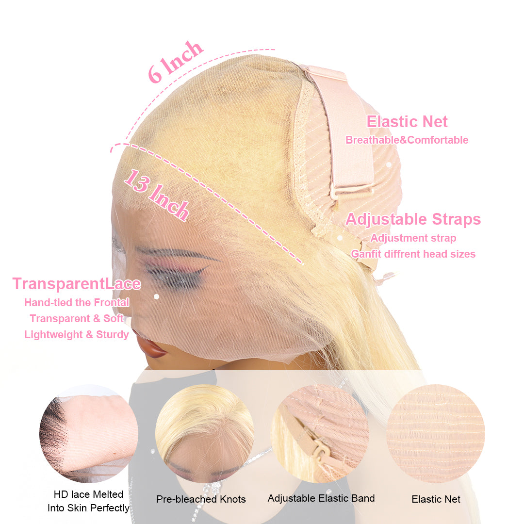 613 Blonde Lace Front Wig Human Hair 18-40 Inch 13X6 Lace Frontal Wigs Human Hair 613 Blonde Bone Straight Lace Frontal Wigs
