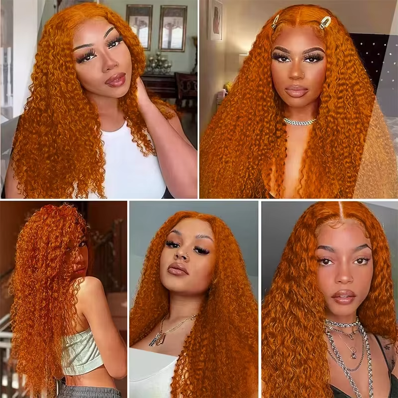 350 Ginger Orange Water Wave #350 Colored 13x4 Lace Front Wig Human Hair for Women Guluess Deep Curly Wigs Pre Plucked
