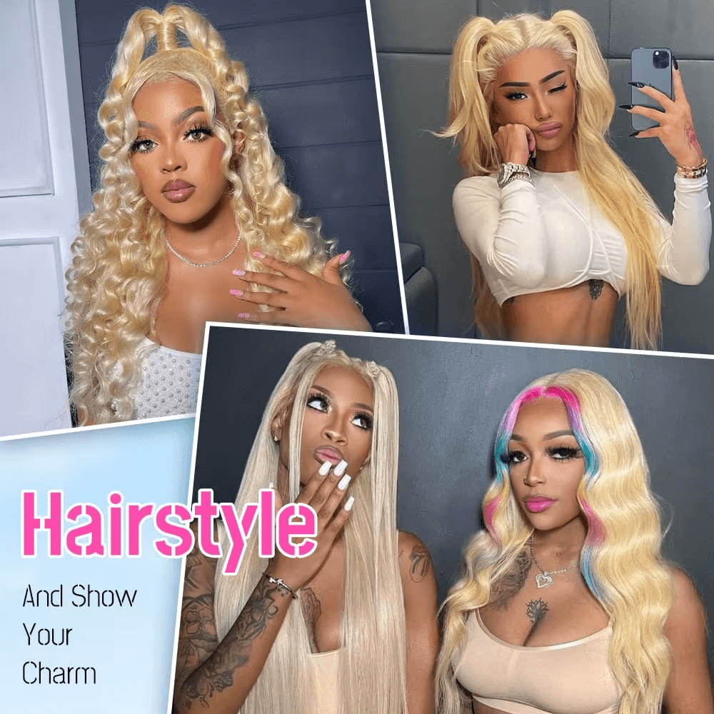 613 Blonde Lace Front Wig Human Hair 13x6 Blonde Human Hair Wigs 20-40 Inch Body Wave Lace Front Wigs Human Hair Pre Plucked