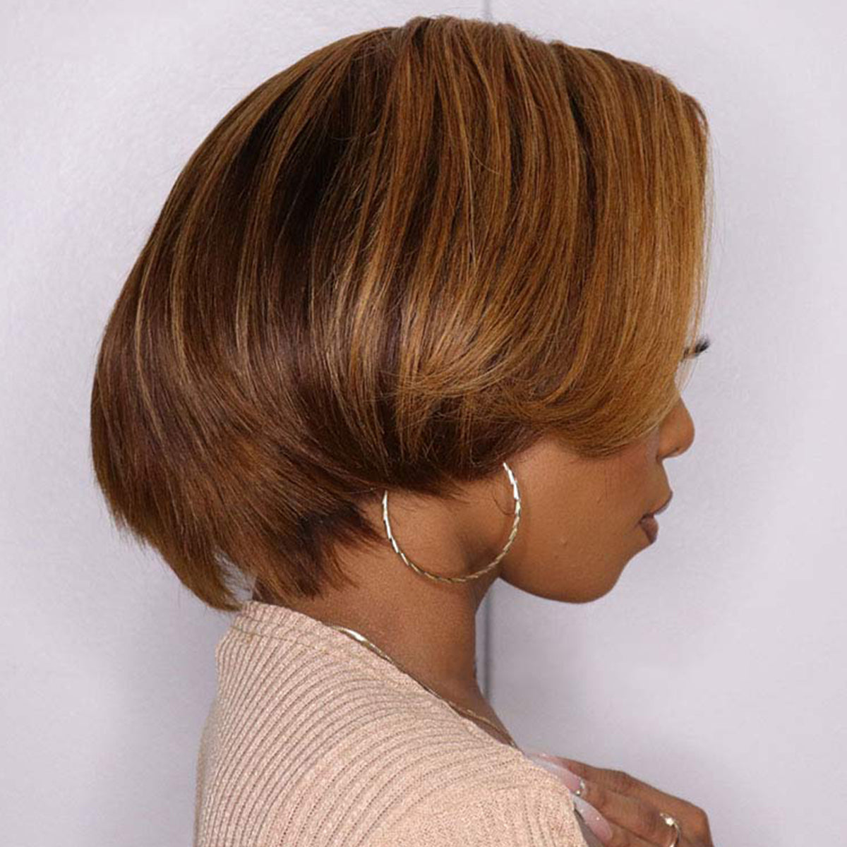 12 Inch Multi-Tone Colored Short Bob Wig 100% Brazilian Human Hair Straight, Curly or Body Wave Transparent Lace Front Pre Plucked For Women