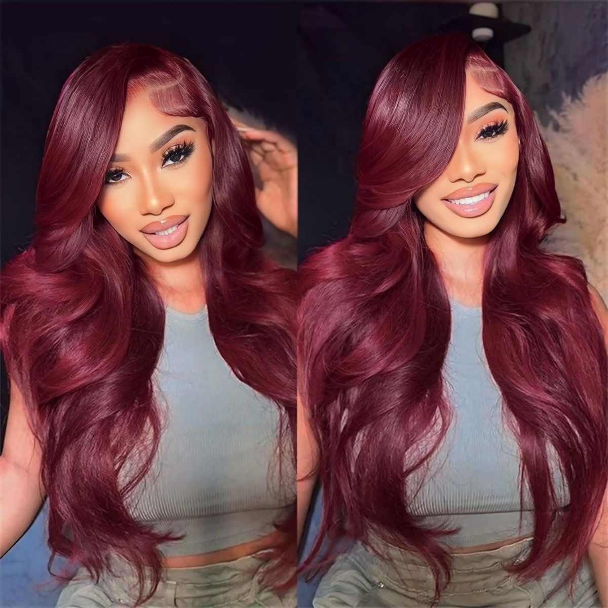 ?? 99J Burgundy Body Wave Bundles �C 100% Virgin Brazilian Hair | FREE Christmas Gifts: 16" Lace Closure, Wig Cap & Baby Hair ??