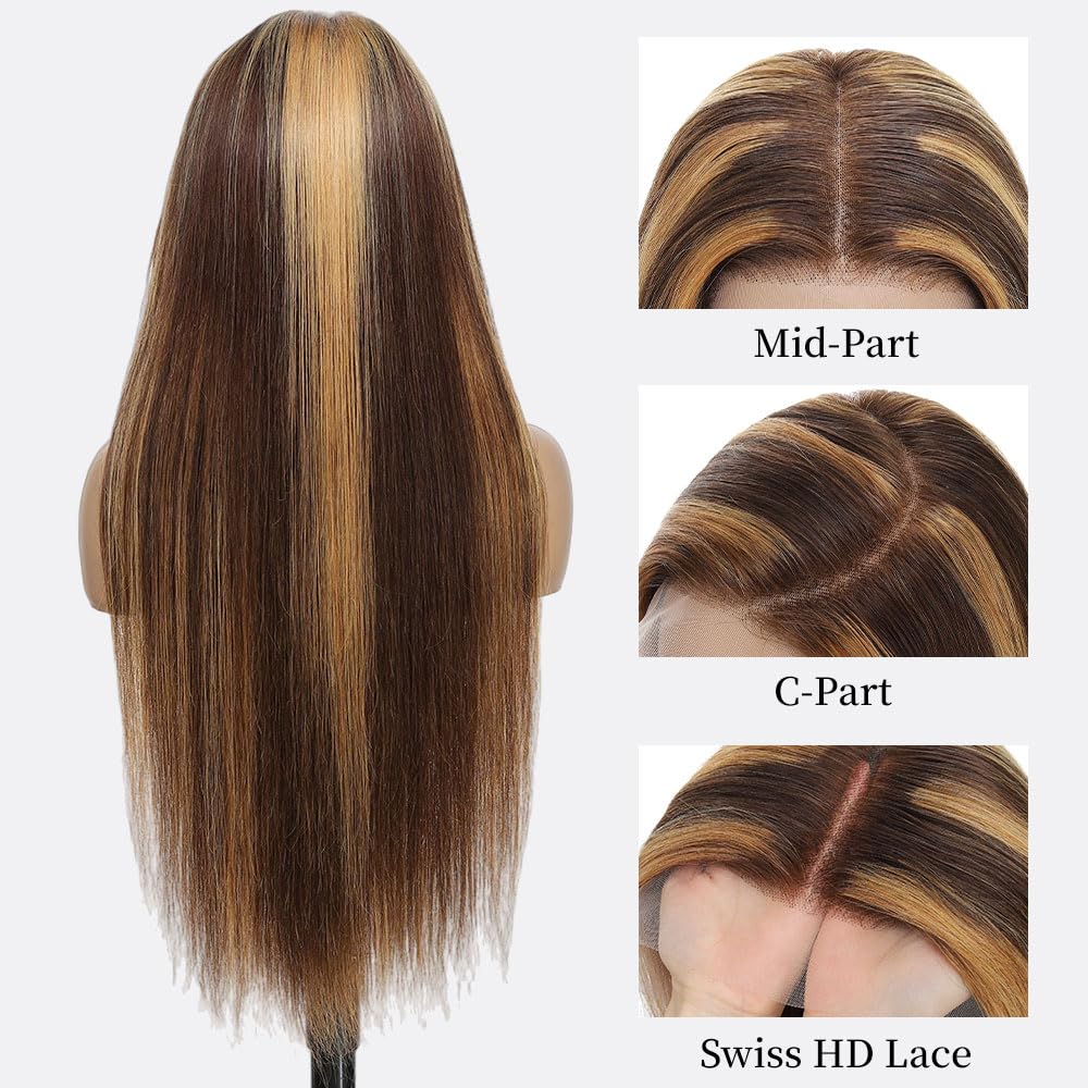 Ship In 24Hours-Rovess 427Highlight Straight/curly?wigs 13x6 HD Transparent Lace Front Wig With Natural Hairline 427straight/427curly?wigs