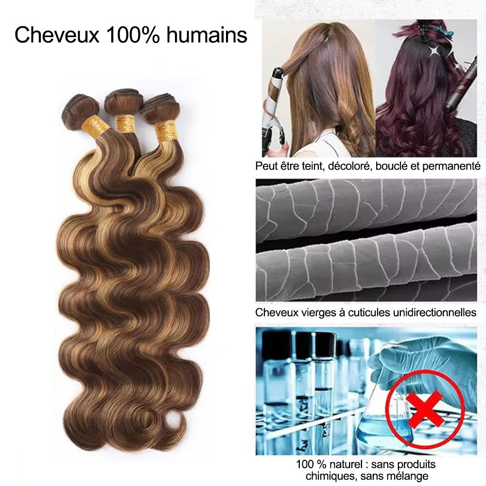 🎄 427 Highlight Body Wave Bundles – 100% Virgin Brazilian Hair | FREE Christmas Gifts: 16" Lace Closure, Wig Cap & Baby Hair 🎁