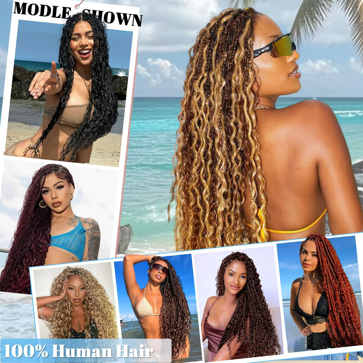 Rovess Virgin Human Hair 100% Unprocessed Boho Braiding 4/27 Highlight Deep Wave Hair Weaving 4 Bundles