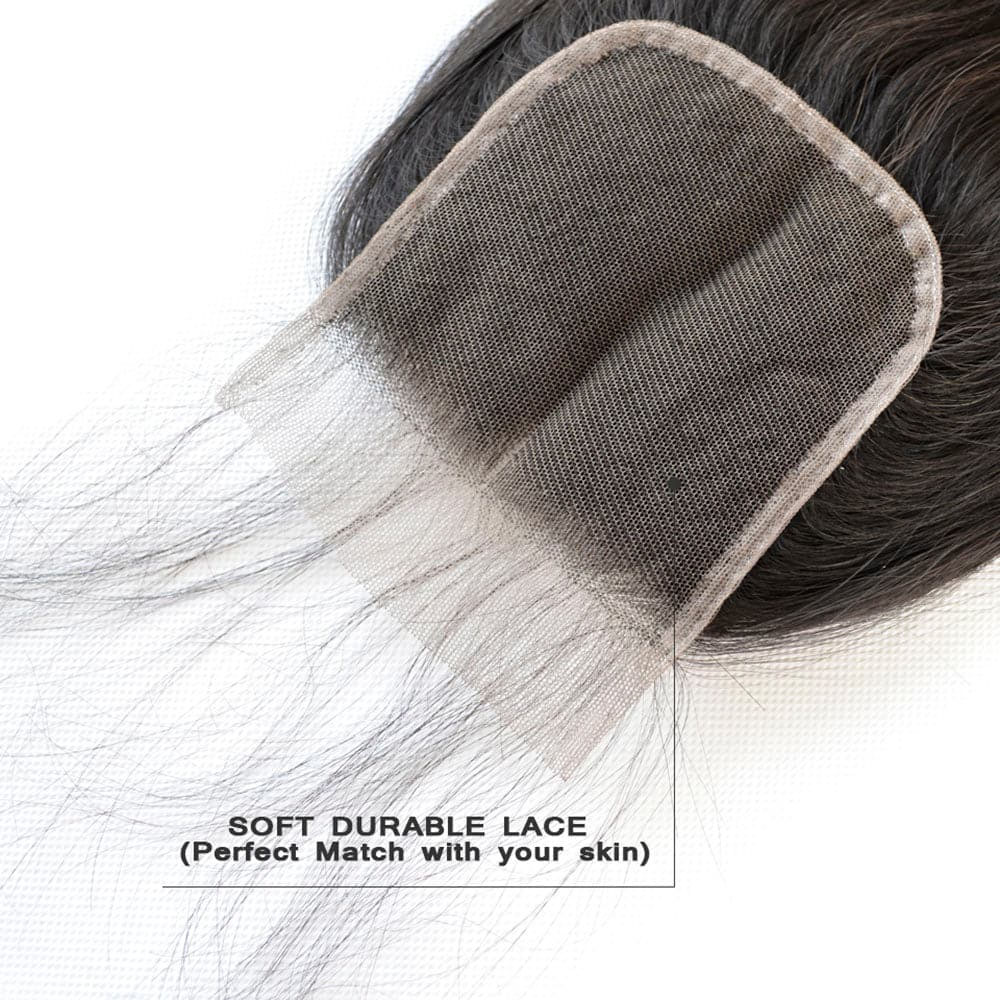 Buy 1 Get 3 FREE 16–30 Inch Luxury Natural Black Straight Bundles – | FREE Gifts: 16" Lace Closure, Wig Cap & Baby Hair 🎁