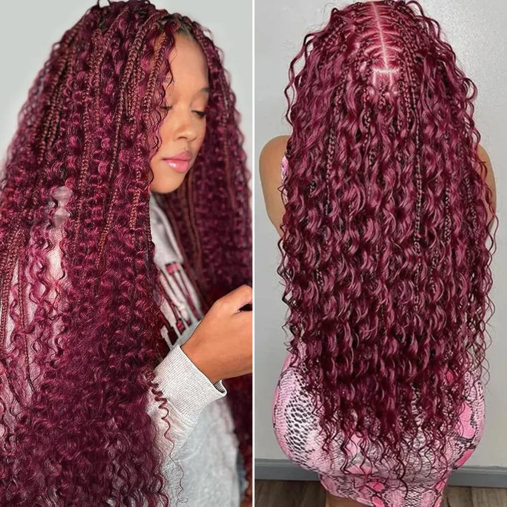 Rovess Human Hair Bulk Deep Wave 99J for Boho Braiding