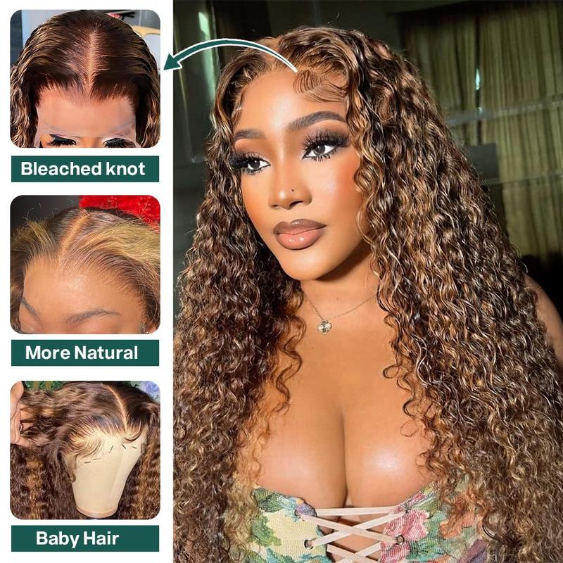 Ship In 24Hours-Rovess 427Highlight Straight/curly?wigs 13x6 HD Transparent Lace Front Wig With Natural Hairline 427straight/427curly?wigs