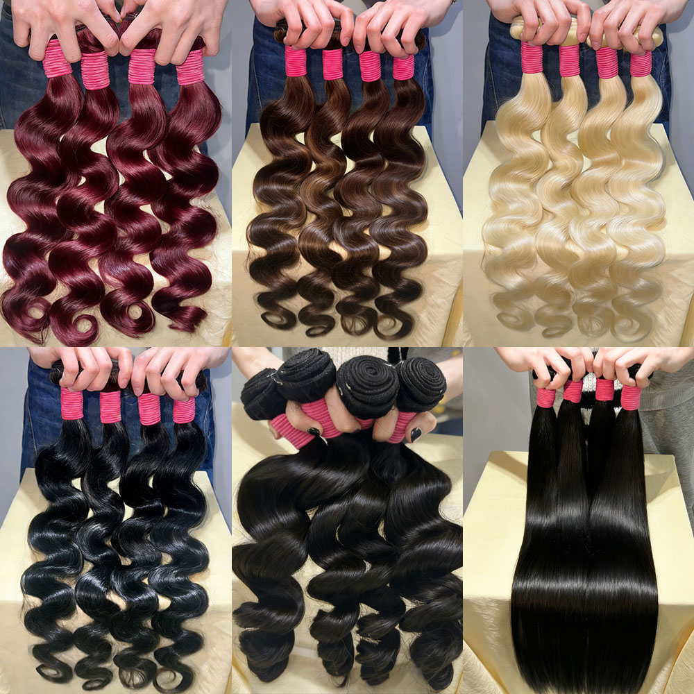 100% Brazilian Virgin Human Hair Wigs 12A Grade Premium Quality - 427 Highlight Trendy Pick-Me-Up, 99J Burgundy Bold Wine Red Statement, 613 Blonde Golden Goddess