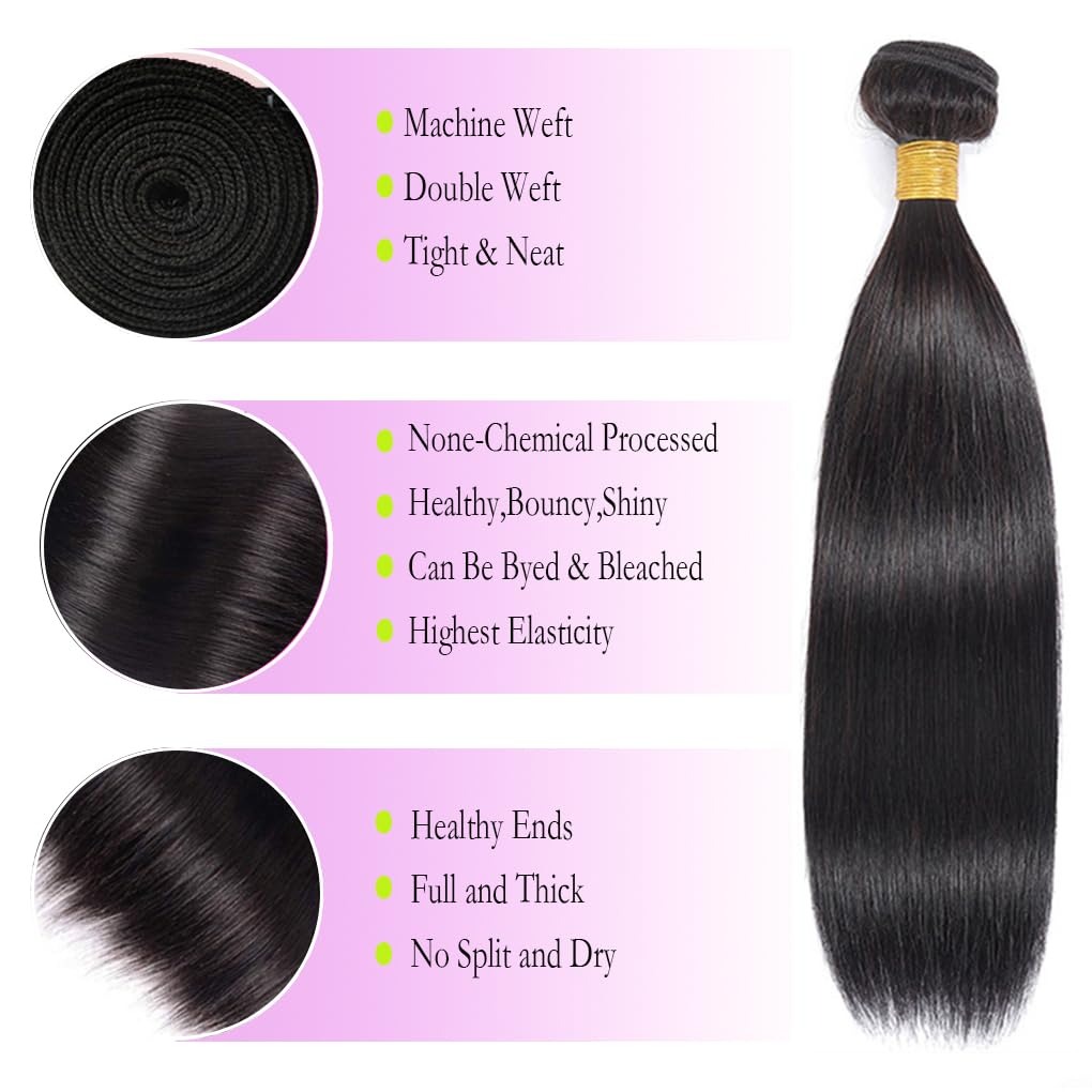 Luxury Virgin Indian Straight Hair 16-30 Inch | Premium 3/4 Bundles, 100% Human Hair
