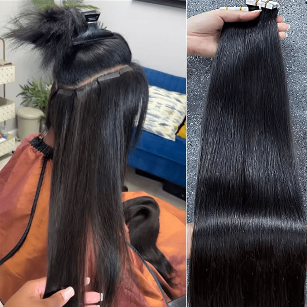 Rovess Seamless Tape in Hair Extensions Silky Straight Virgin Human Hair