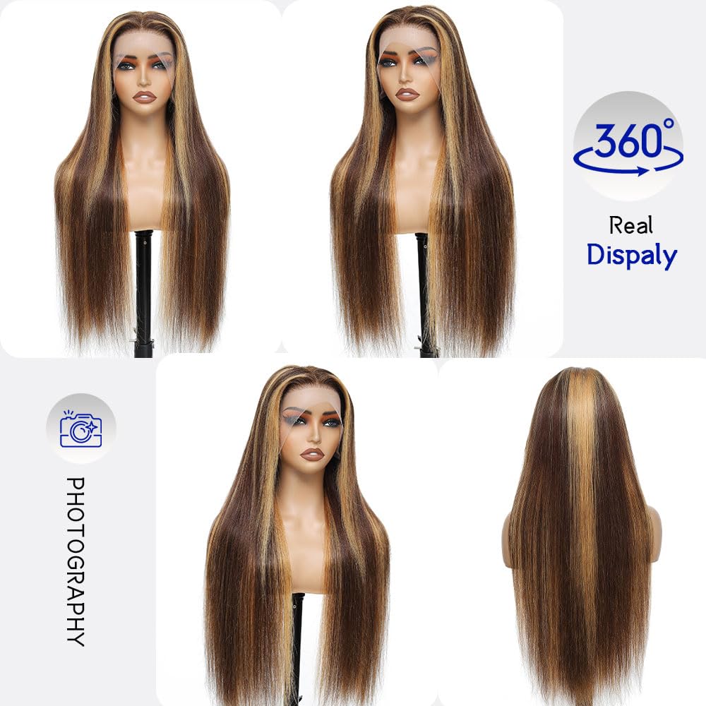 Ship In 24Hours-Rovess 427Highlight Straight/curly?wigs 13x6 HD Transparent Lace Front Wig With Natural Hairline 427straight/427curly?wigs