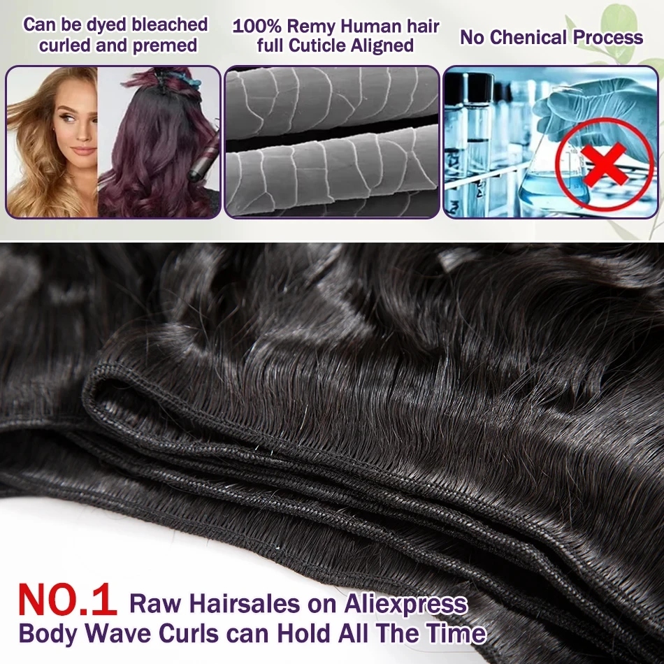 Natural Black 10A Hair Bundles Loose Wave Bundles 16-30 Inch Virgin Human Hair — Buy & Get Free 16'' HD Lace Closure