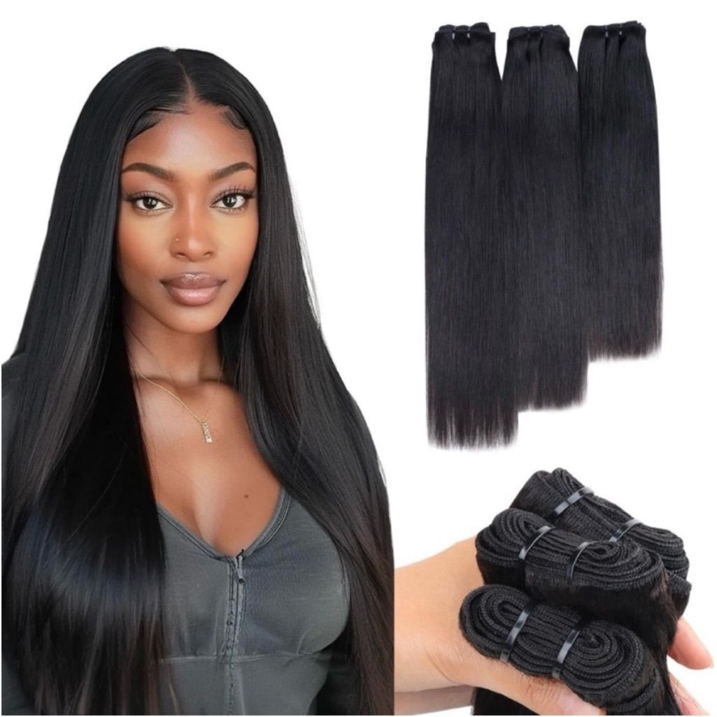 Super Double Drawn Human Hair Bundles Cambodian Raw Bone Straight Bundles Human Hair Bundles Hair Extensions 100g/b