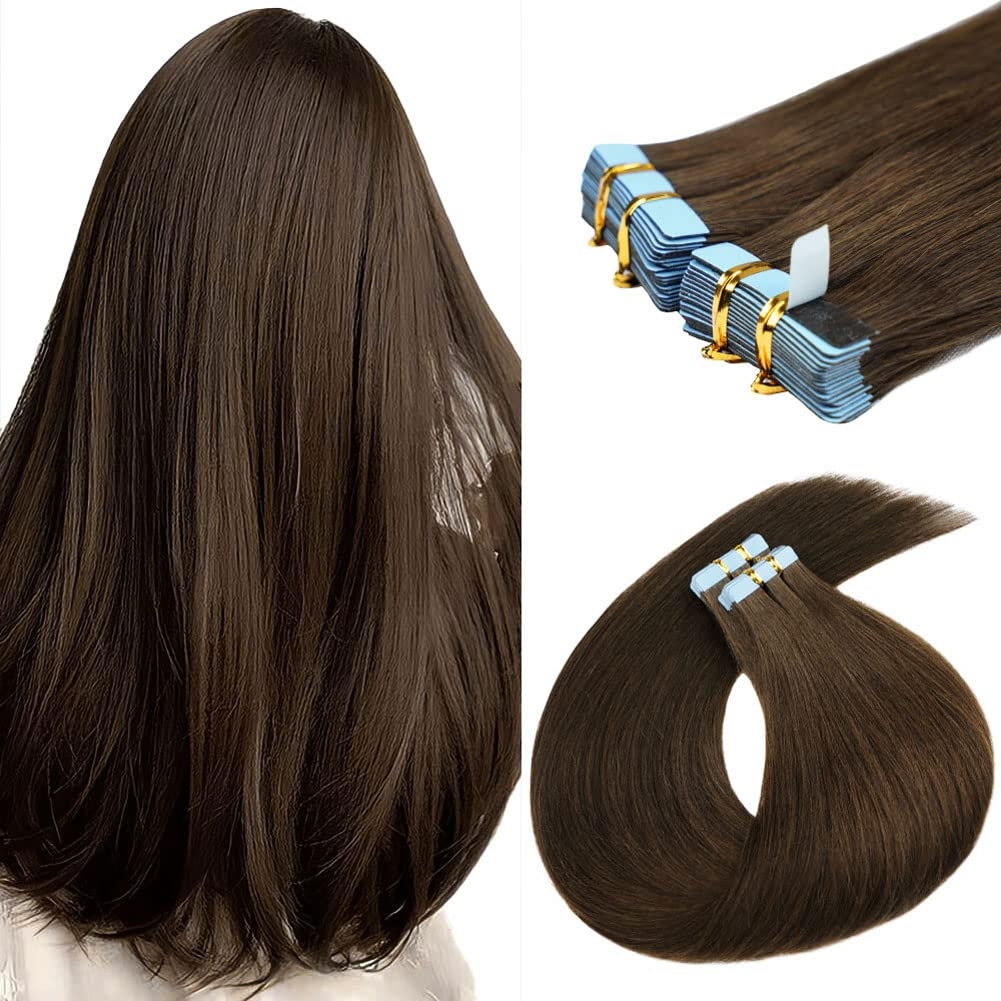 Tape-in Hair Extensions Human Hair Black Seamless Tape Hair Extensions