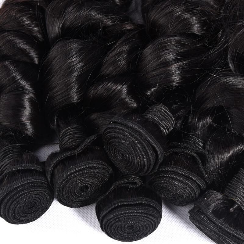 100% Real Human Hair Virgin Peruvian Loose Wave Bundles – 16–34 Inch, 4-Pack Luxury Set, Silky & Full, 80–100g Each