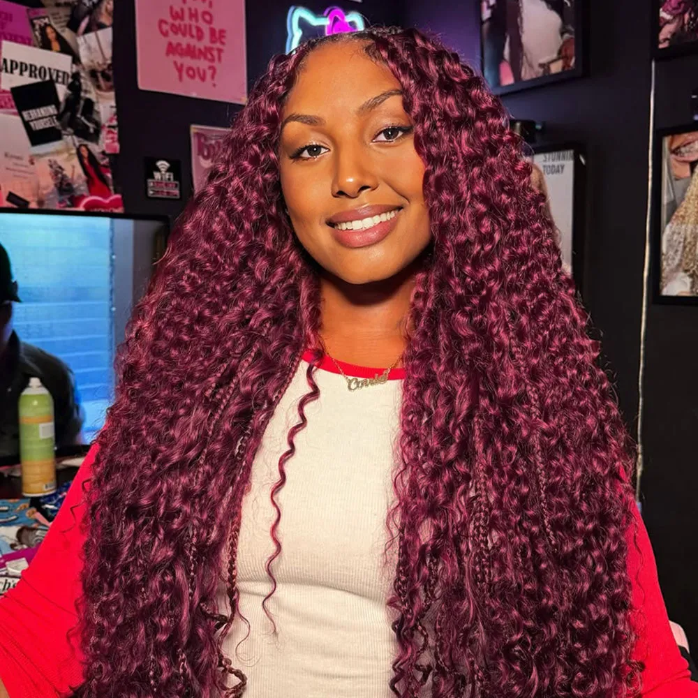 Rovess Human Hair Bulk Deep Wave 99J for Boho Braiding