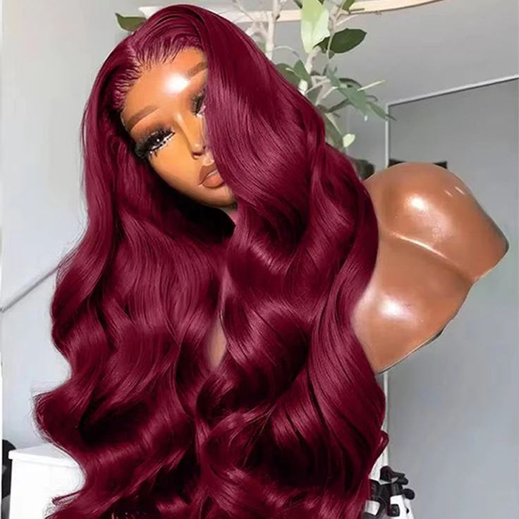 99j Burgundy Lace Front Human Hair Wig 18-38 Inch Lace Body Wave 13x6 HD Lace Frontal Wigs Human Hair For  Black Women